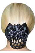 Barette à cheveux fleur satin noire